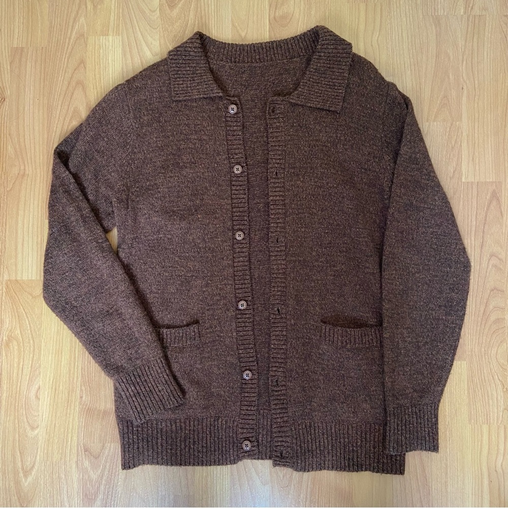 Obey Brown Two Pocket Grandpa Cardigan Sweater Men’s Small